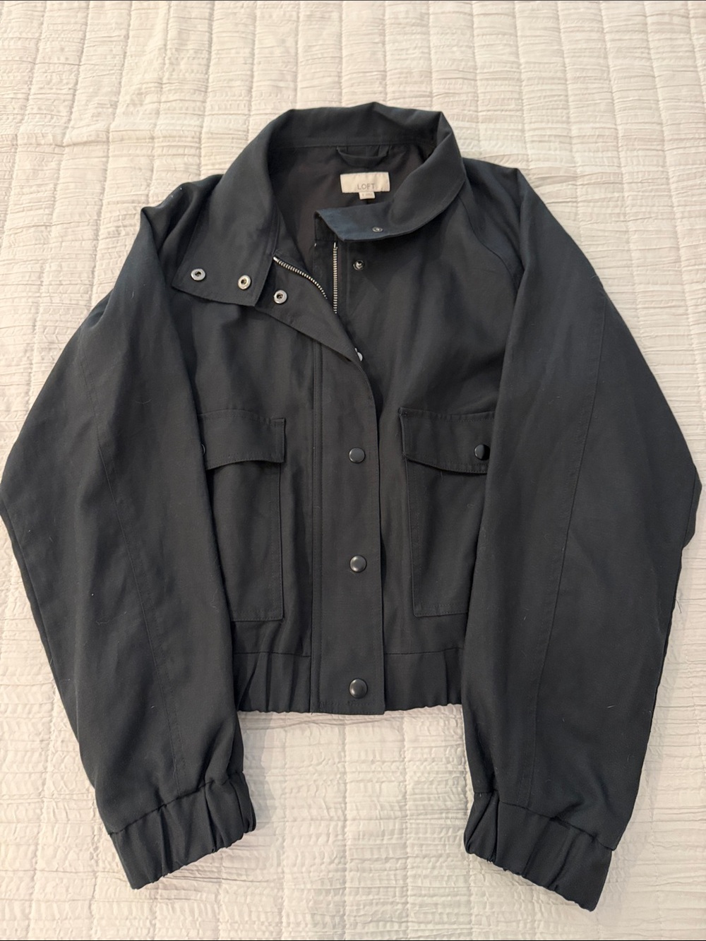 LOFT Black Cropped Utility Jacket